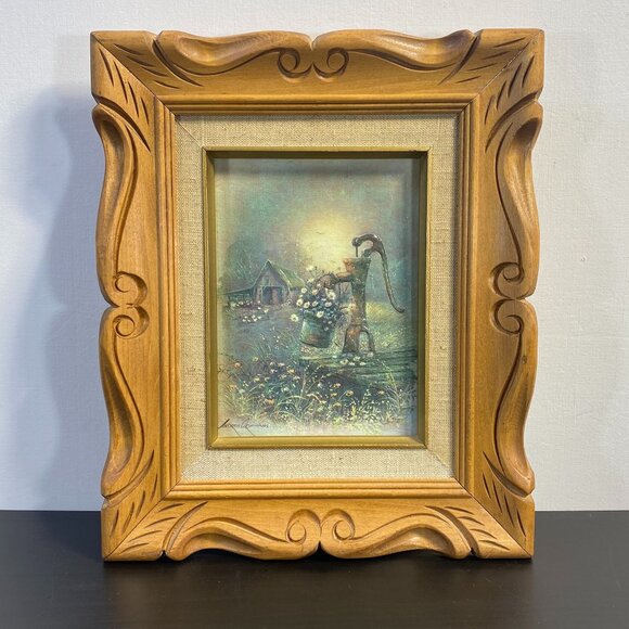 6 x 8 ANDRES ORPINAS print Vintage Woodland Cottage Picture flowers Daisy bucket - Picture 1 of 10